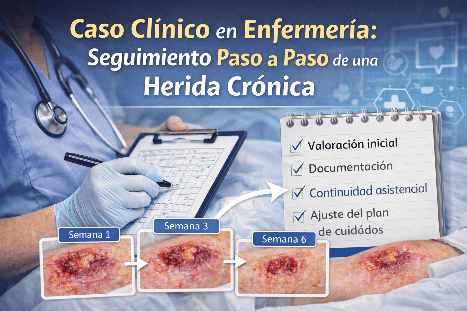 Caso clínico en enfermería: seguimiento paso a paso de una herida crónica