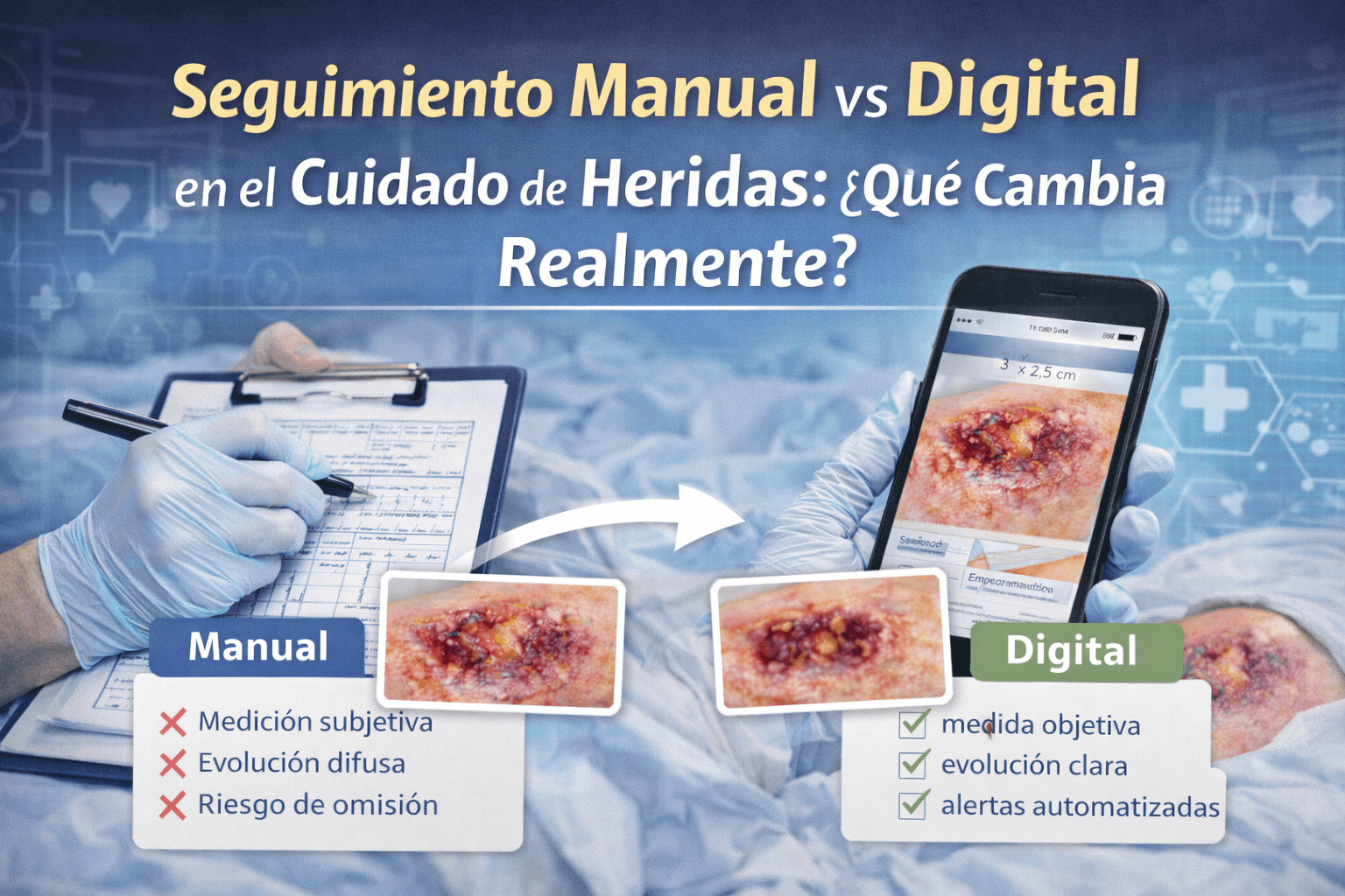 Seguimiento manual vs digital en el cuidado de heridas: ¿qué cambia realmente?